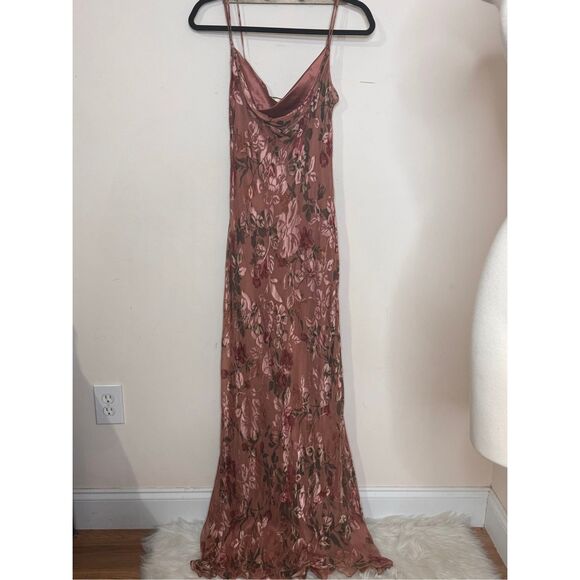 Bonnie Strauss Vintage Floral Velvet Burnout Maci Slip Dress S/M - Picture 1 of 9
